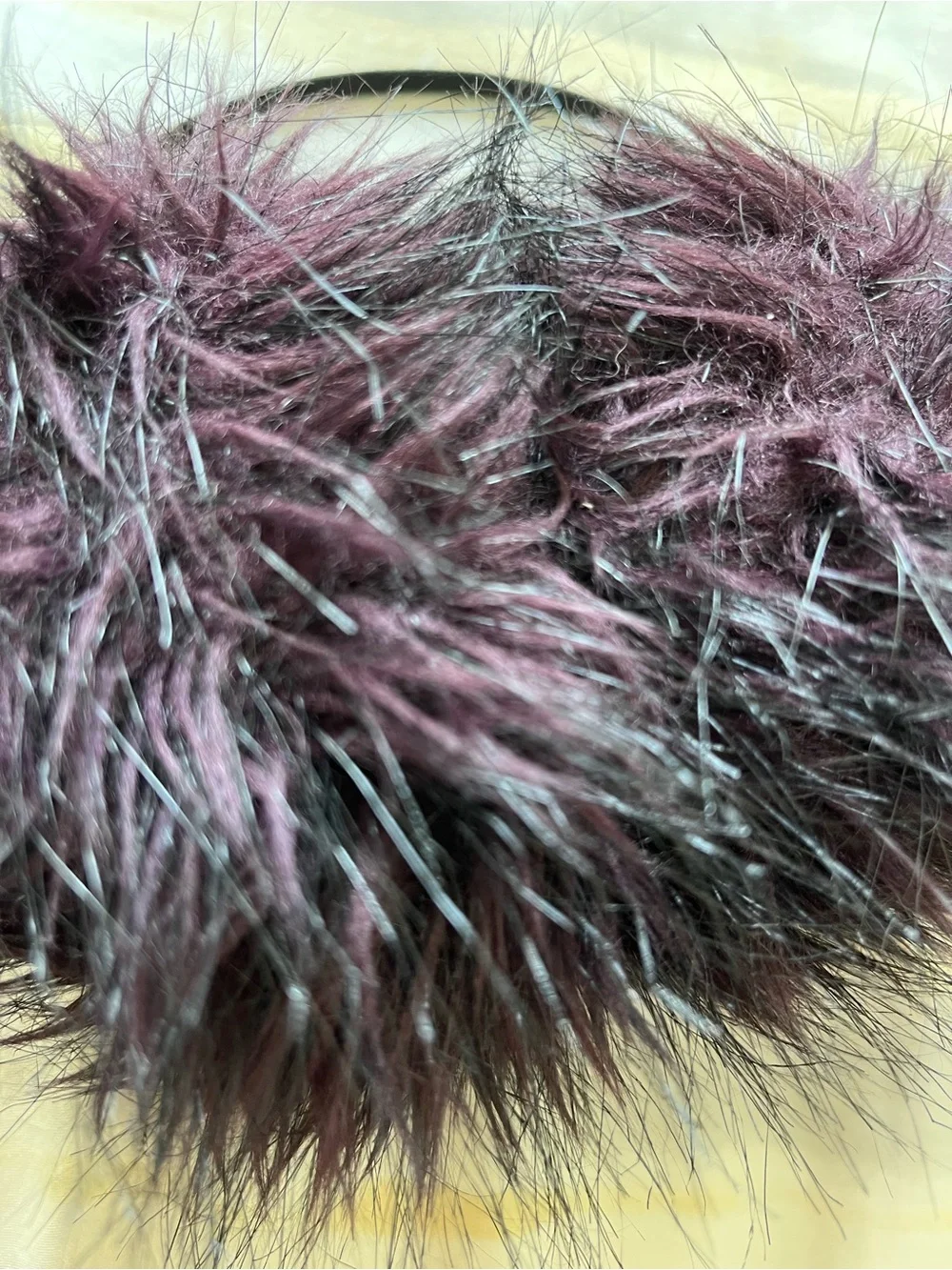 Faux Fur Fuzzy Pom Pom Earmuffs - Dark Plum & Black